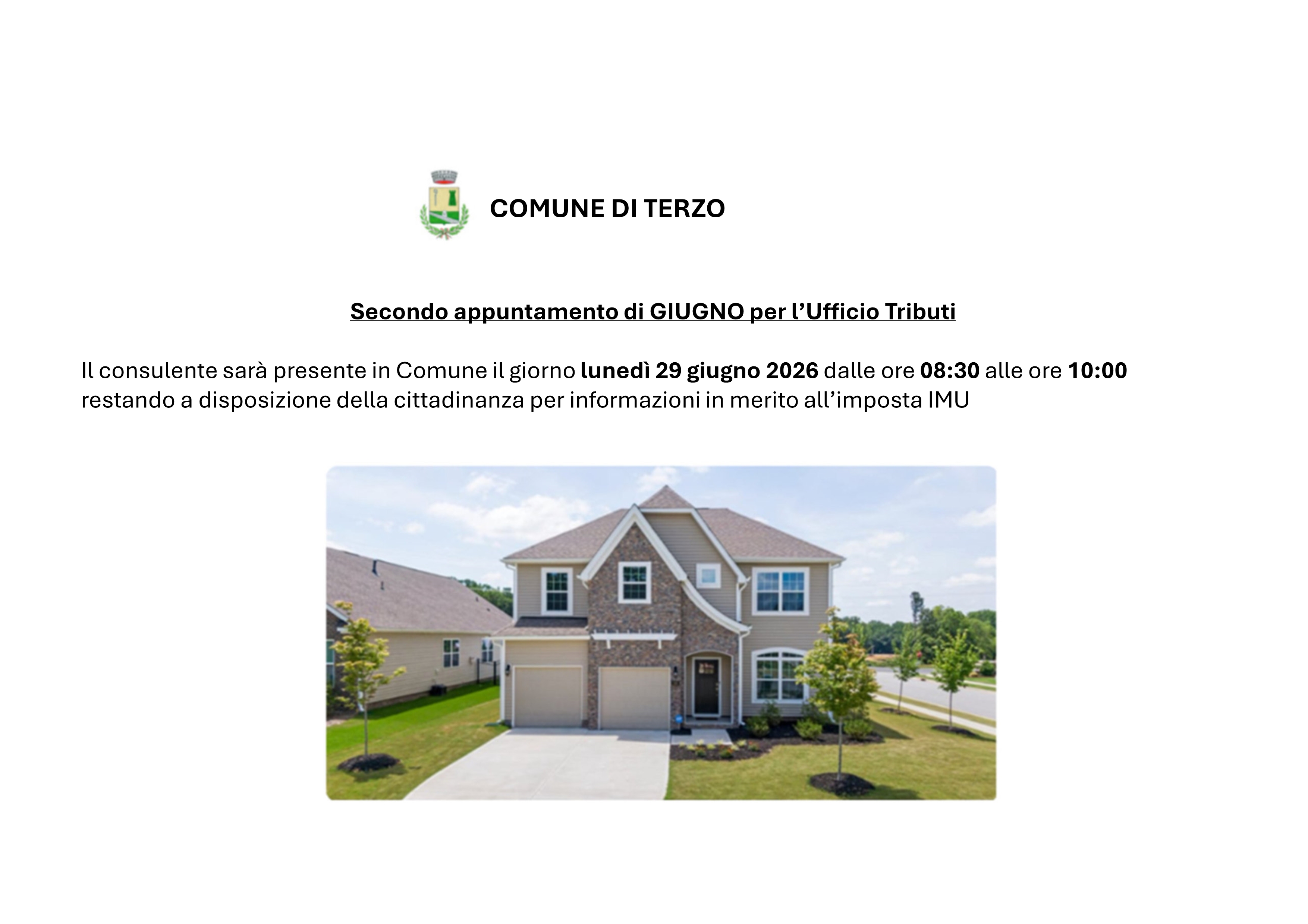 Secondo appuntamento di GIUGNO per lUfficio Tributi